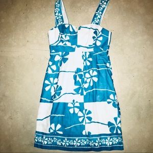 Trina Turk turquoise and white summer dress size 2